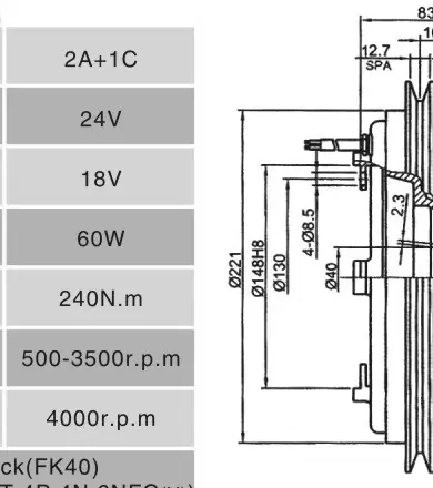 SH16 2A1C260.205 Plano de dimensiones